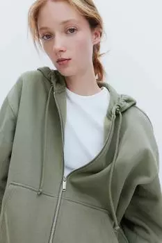 Куртка с капюшоном H&M, зеленый