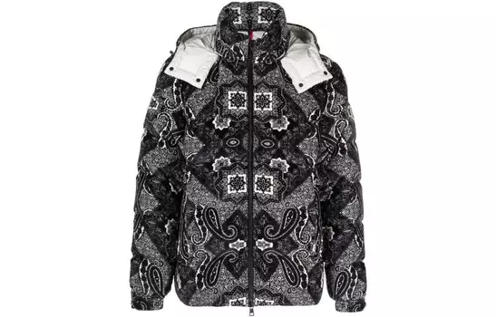 Куртка с капюшоном и графическим принтом Moncler, черный