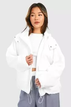 Куртка с капюшоном и карманами boohoo, белый