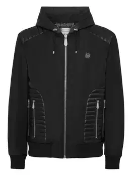 Куртка с капюшоном и кожаными вставками Philipp Plein, черный