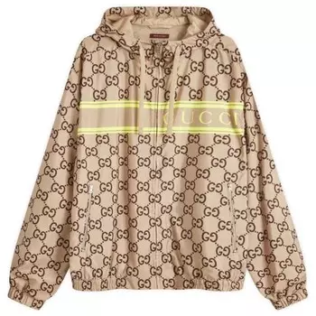 Куртка с капюшоном и логотипом-монограммой Gg Gucci, бежевый