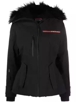 Куртка с капюшоном и нашивкой-логотипом Prada, черный