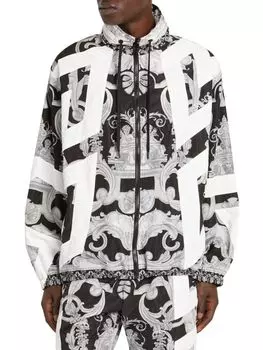 Куртка с капюшоном и принтом Baroque Versace, цвет Black White