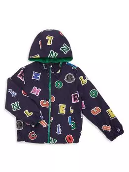 Куртка с капюшоном и принтом логотипа Delbee для маленьких детей и детей Moncler, нави