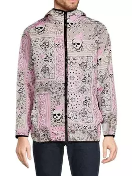 Куртка с капюшоном и принтом пейсли и скелетов Reason, розовый