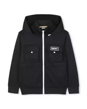 Куртка с капюшоном и сообщением на спине DKNY, чёрный