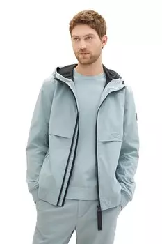 Куртка с капюшоном и тисненым логотипом Tom Tailor, серый