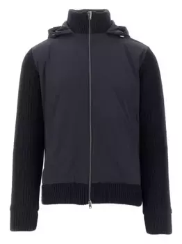 Куртка с капюшоном и трикотажными рукавами Herno, синий