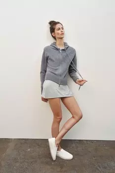 Куртка с капюшоном из 100% шерсти ZARA, серый