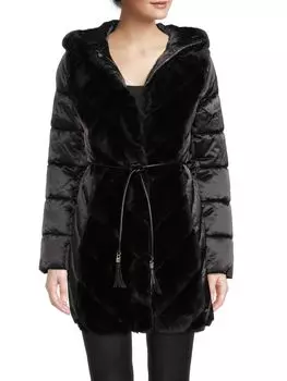 Куртка с капюшоном из искусственного меха Karl Lagerfeld Paris Black