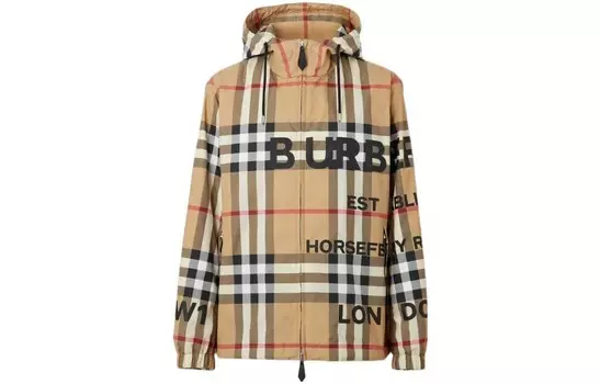 Куртка с капюшоном из нейлона в клетку Horseferry Burberry, цвет Multicolor
