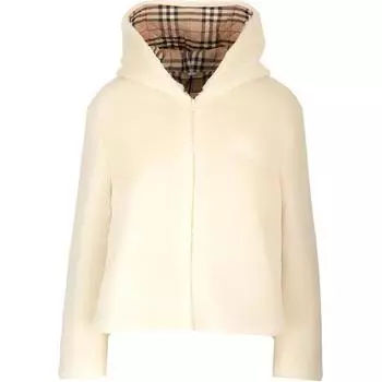 Куртка с капюшоном из овчины с вышитым логотипом Austrel, матовая ваниль Burberry, Ecru