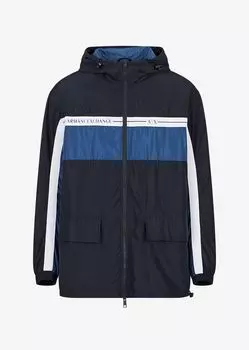 Куртка с капюшоном из переработанного нейлона с логотипом Armani Exchange, синий