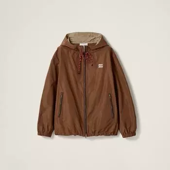 Куртка с капюшоном из технической ткани Miu Miu, коричневый