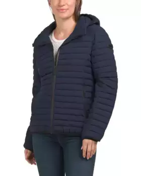 Куртка с капюшоном на молнии спереди Bcbgmaxazria, синий