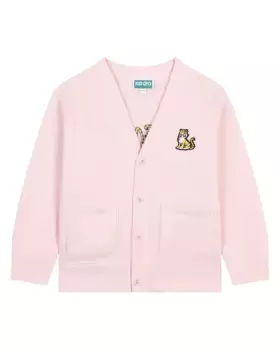 Куртка с карманами и вышивкой на спине Kenzo Kids, розовый