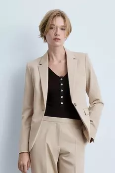 Куртка с карманами с клапанами Mango, бежевый