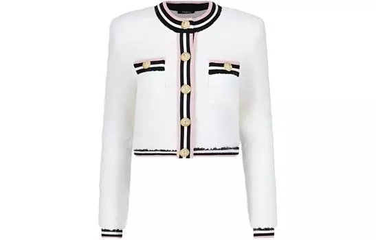 Куртка с контрастной полосатой отделкой BALMAIN, белый