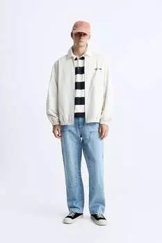 Куртка с контрастным принтом Zara, устричный белый