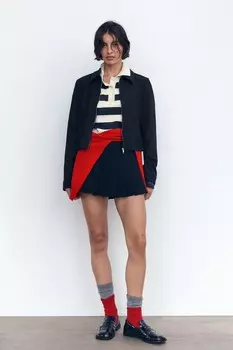 Куртка с коротким воротником ZARA, темно-синий