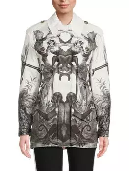 Куртка с кожаной отделкой и принтом обезьяны Burberry, цвет Black White