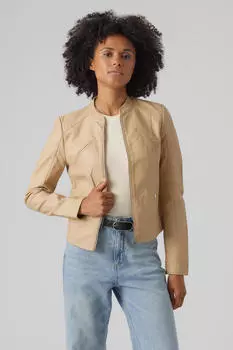 Куртка с кожаным эффектом и воротником Perkins Vero Moda, коричневый