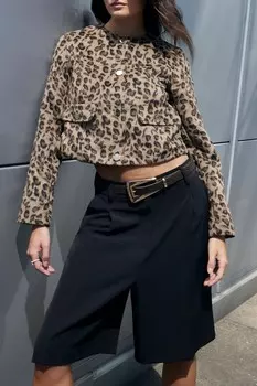 Куртка с леопардовым принтом River Island, коричневый