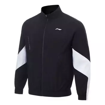 Куртка с логотипом цветного блока тренировочная водонепроницаемая куртка Li-Ning, черный