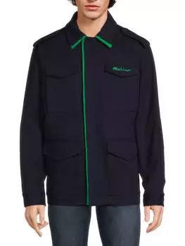 Куртка с логотипом на плечах Moschino, темно-синий