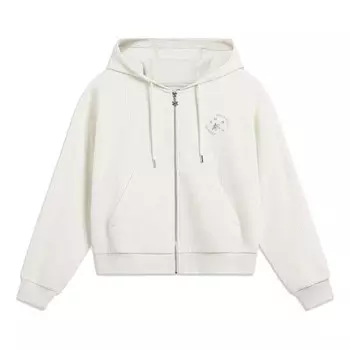 Куртка с логотипом, застегивающаяся на молнию, с капюшоном Li-Ning, бежевый