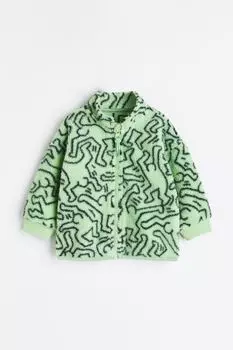 Куртка с набивным ворсом H&M, светло-зеленый/кит харинг