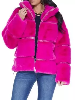 Куртка с отделкой из искусственного меха и искусственной кожи Blue Revival, цвет Hot Pink