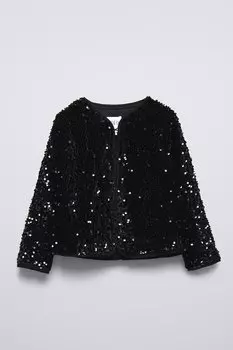 Куртка с пайетками ZARA, черный