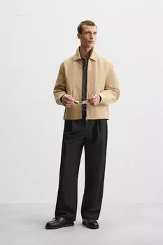 Куртка с переплетенными швами ZARA, цвет Mid-camel
