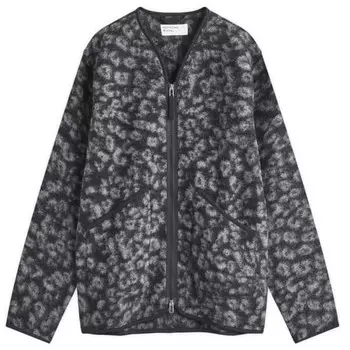 Куртка с подкладкой из леопардового шерстяного флиса Universal Works, черный