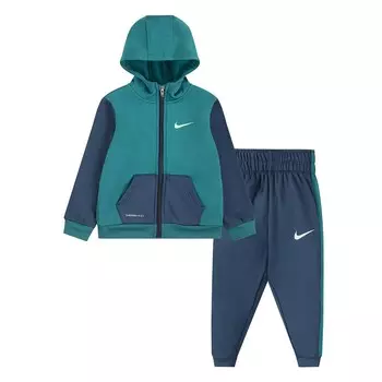 Куртка с полной молнией и джоггеры Nike Therma-FIT для мальчиков и девочек (2 предмета) с цветными блоками, цвет Bright Blue