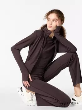Куртка с полной застежкой-молнией ultra stretch airism Uniqlo, коричневый