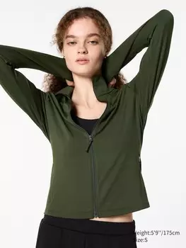 Куртка с полной застежкой-молнией ultra stretch airism Uniqlo, зеленый