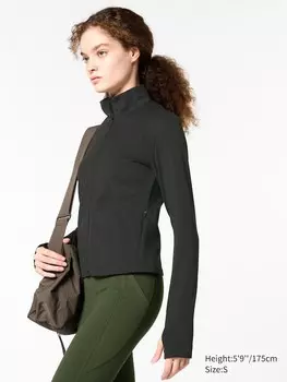 Куртка с полной застежкой-молнией ultra stretch airism Uniqlo, черный