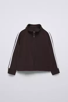 Куртка с полосками и модалом ZARA, коричневый