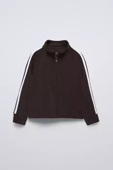 Куртка с полосками и модалом ZARA, коричневый