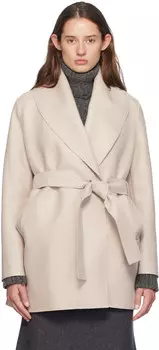 Куртка с поясом-шалью цвета «Off-White» Harris Wharf London