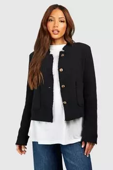 Куртка с потертостями на подплечниках Tall Boucle boohoo, черный