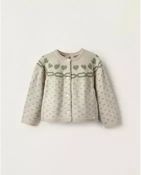 Куртка с принтом для девочки с ребристой отделкой Zippy, светло-серый