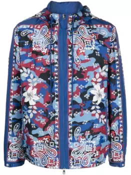 Куртка с принтом и капюшоном MONCLER, синий