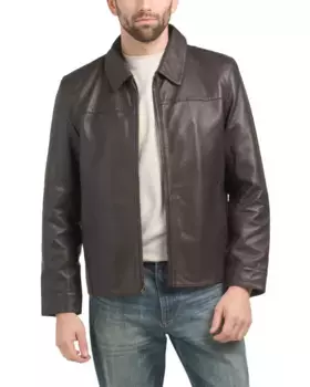 Куртка с рубашечным воротником из гладкой кожи ягненка Cole Haan, цвет Java