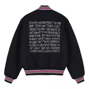 Куртка s talk melton varsity jacket 'black' Stussy, черный