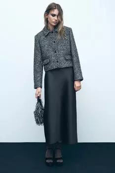Куртка с текстурой и пайетками ZARA, угольно-серый