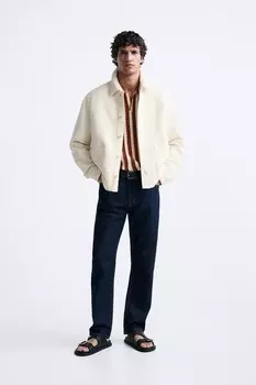 Куртка с текстурой в рустовом стиле ZARA, экрю