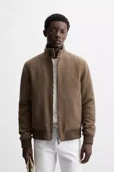 Куртка с текстурой в узор «гусиная лапка» ZARA, коричневый